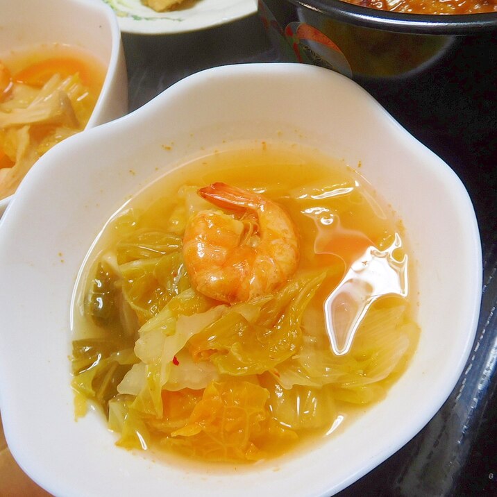 キムチ+レモンでさっぱりスープ　ヾ(*´∀｀*)ﾉ